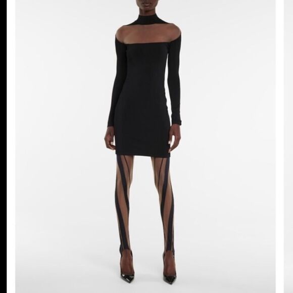 Mugler Mesh Panel Bodycon Dress - Picture 1 of 10